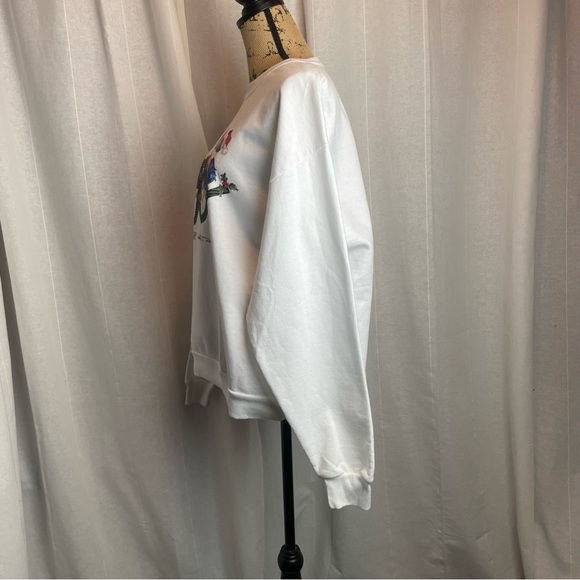 Vintage Air Waves Carolyn Shores Wright White “Joy” Bird Sweatshirt Size Large - Picture 3 of 7